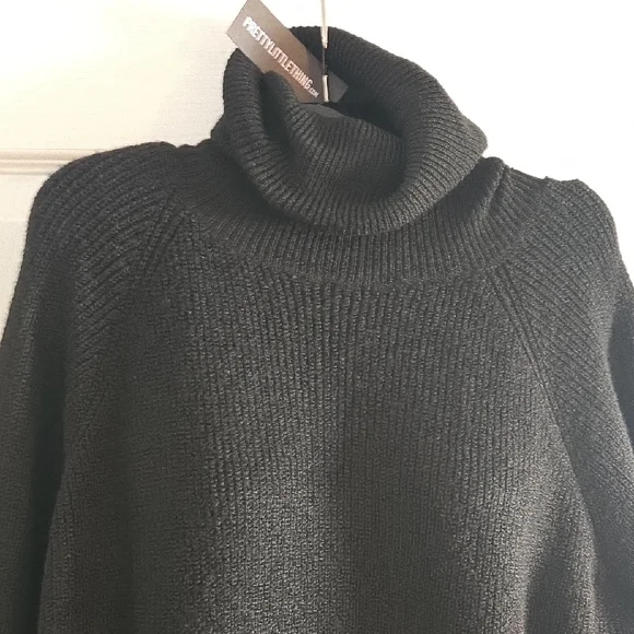 PrettyLittleThing Black Turtleneck Sweater Dress - Picture 3 of 9